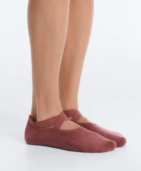 2 Paar gepolsterte, unsichtbare Socken aus Baumwollmischung für Yoga und Pilates mit gekreuzten Bändern