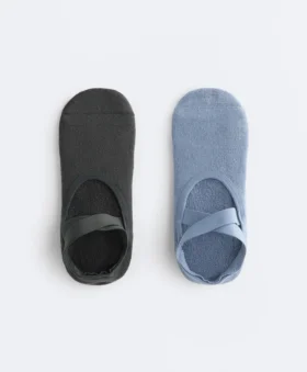 2 Paar gepolsterte Yoga- und Pilates-Socken aus Baumwollmischung mit gekreuzten Bändern