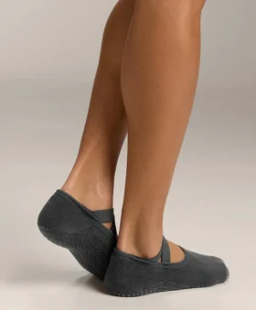 2 Paar gepolsterte Yoga- und Pilates-Socken aus Baumwollmischung mit gekreuzten Bändern