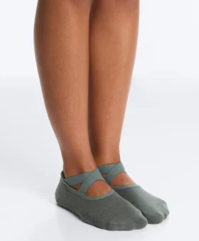 2 Paar gepolsterte Yoga- und Pilates-Socken aus Baumwollmischung mit gekreuzten Bändern