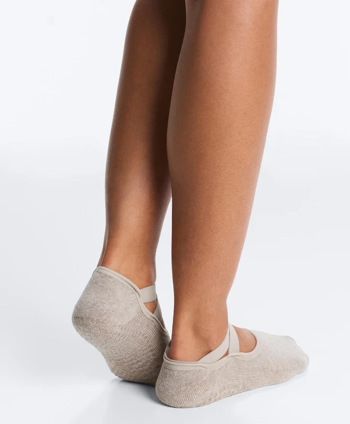 2 Paar gepolsterte Yoga- und Pilates-Socken aus Baumwollmischung mit gekreuzten Bändern 2 Paar gepolsterte Yoga- und Pilates-Socken aus Baumwollmischung mit gekreuzten Bändern