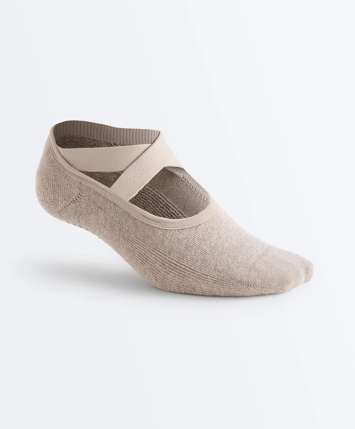 2 Paar gepolsterte Yoga- und Pilates-Socken aus Baumwollmischung mit gekreuzten Bändern 2 Paar gepolsterte Yoga- und Pilates-Socken aus Baumwollmischung mit gekreuzten Bändern