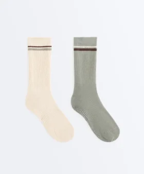 2 Paar klassische Yoga- und Pilates-Socken aus Baumwollmischung