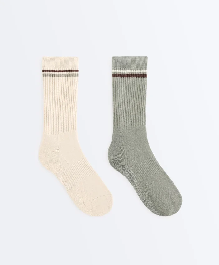 2 Paar klassische Yoga- und Pilates-Socken aus Baumwollmischung 2 Paar klassische Yoga- und Pilates-Socken aus Baumwollmischung