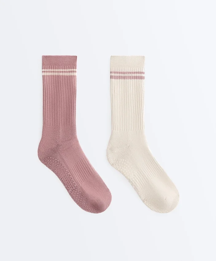 2 Paar klassische Yoga- und Pilates-Socken aus Baumwollmischung 2 Paar klassische Yoga- und Pilates-Socken aus Baumwollmischung