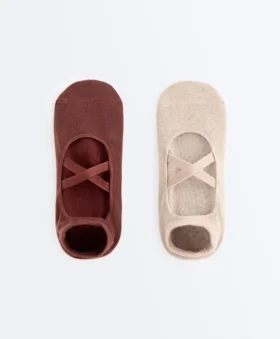 2 Paar Sneaker-Socken aus Baumwollmischung für Yoga und Pilates mit gekreuzten Bändern