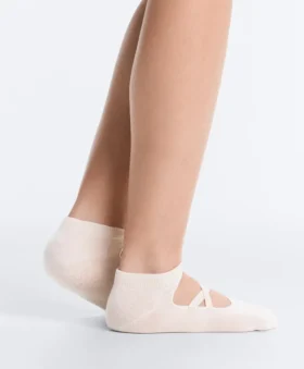 2 Paar Sneaker-Socken aus Baumwollmischung für Yoga und Pilates mit gekreuzten Bändern