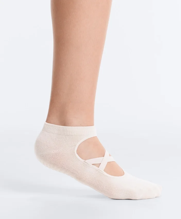 2 Paar Sneaker-Socken aus Baumwollmischung für Yoga und Pilates mit gekreuzten Bändern 2 Paar Sneaker-Socken aus Baumwollmischung für Yoga und Pilates mit gekreuzten Bändern