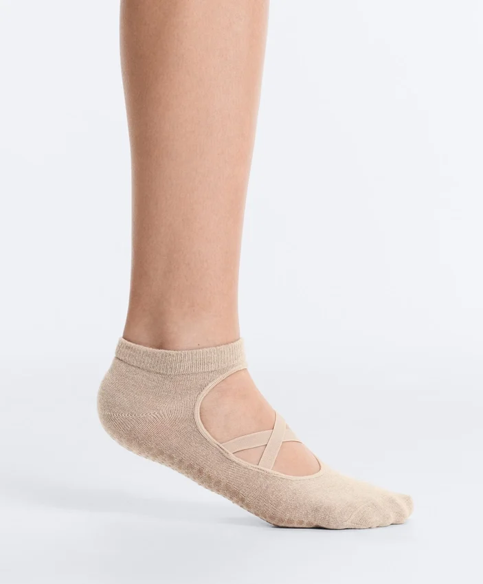 2 Paar Sneaker-Socken aus Baumwollmischung für Yoga und Pilates mit gekreuzten Bändern 2 Paar Sneaker-Socken aus Baumwollmischung für Yoga und Pilates mit gekreuzten Bändern