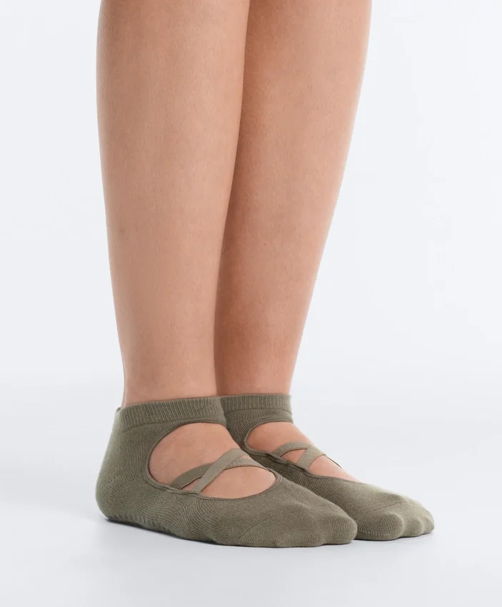 2 Paar Sneaker-Socken aus Baumwollmischung für Yoga und Pilates mit gekreuzten Bändern 2 Paar Sneaker-Socken aus Baumwollmischung für Yoga und Pilates mit gekreuzten Bändern