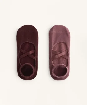 2 Paar Yoga- und Pilates-Socken aus Baumwollmischung mit gekreuzten Bändern