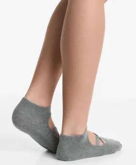 2 Paar Yoga- und Pilates-Socken aus Baumwollmischung mit gekreuzten Bändern