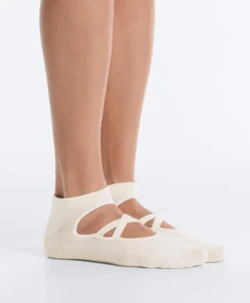 2 Paar Yoga- und Pilates-Socken aus Baumwollmischung mit gekreuzten Bändern