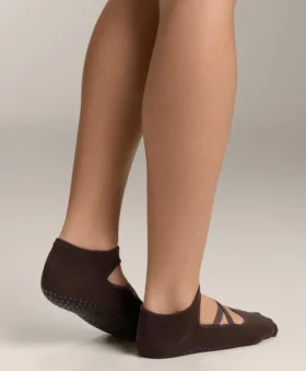 2 Paar Yoga- und Pilates-Socken aus Baumwollmischung mit gekreuzten Bändern