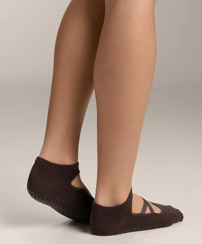 2 Paar Yoga- und Pilates-Socken aus Baumwollmischung mit gekreuzten Bändern 2 Paar Yoga- und Pilates-Socken aus Baumwollmischung mit gekreuzten Bändern