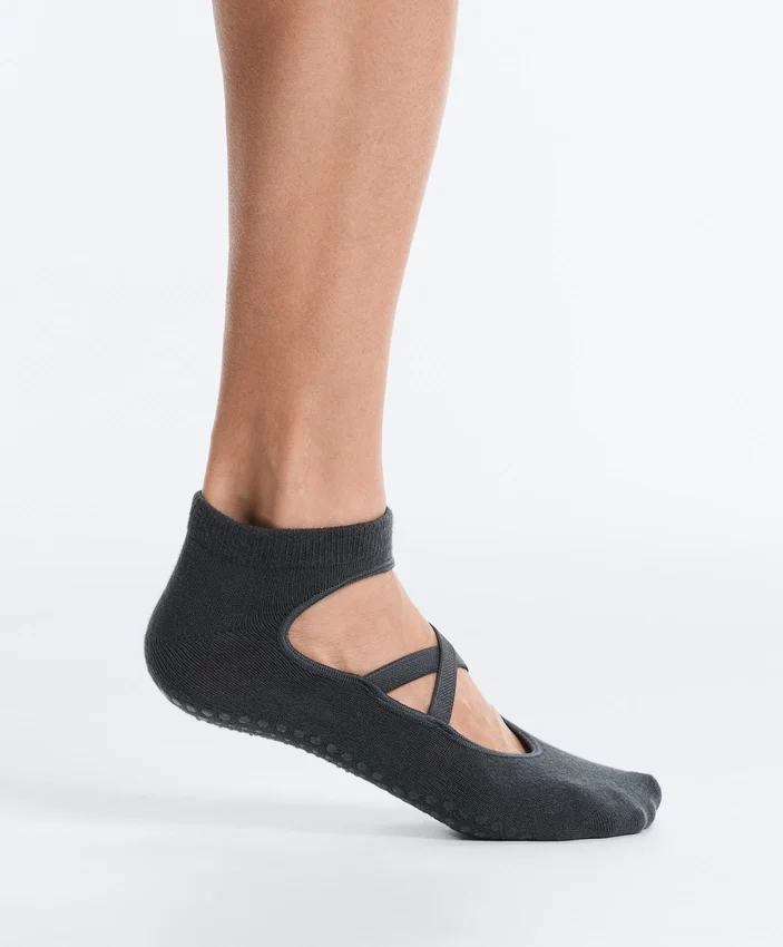 2 Paar Yoga- und Pilates-Socken aus Baumwollmischung mit gekreuzten Bändern 2 Paar Yoga- und Pilates-Socken aus Baumwollmischung mit gekreuzten Bändern
