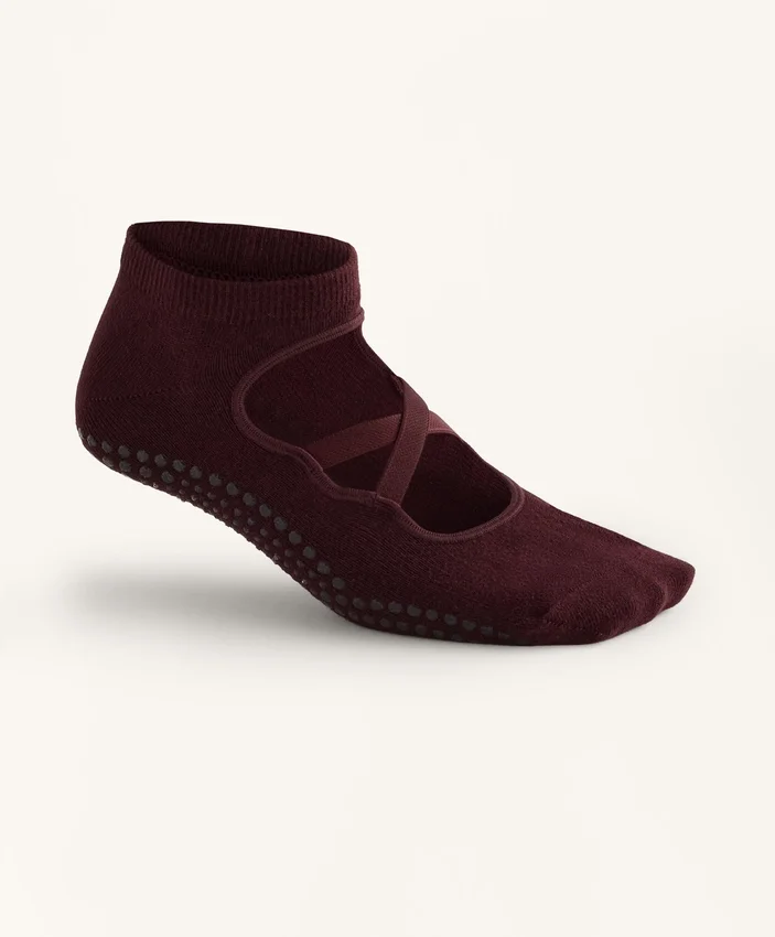 2 Paar Yoga- und Pilates-Socken aus Baumwollmischung mit gekreuzten Bändern 2 Paar Yoga- und Pilates-Socken aus Baumwollmischung mit gekreuzten Bändern