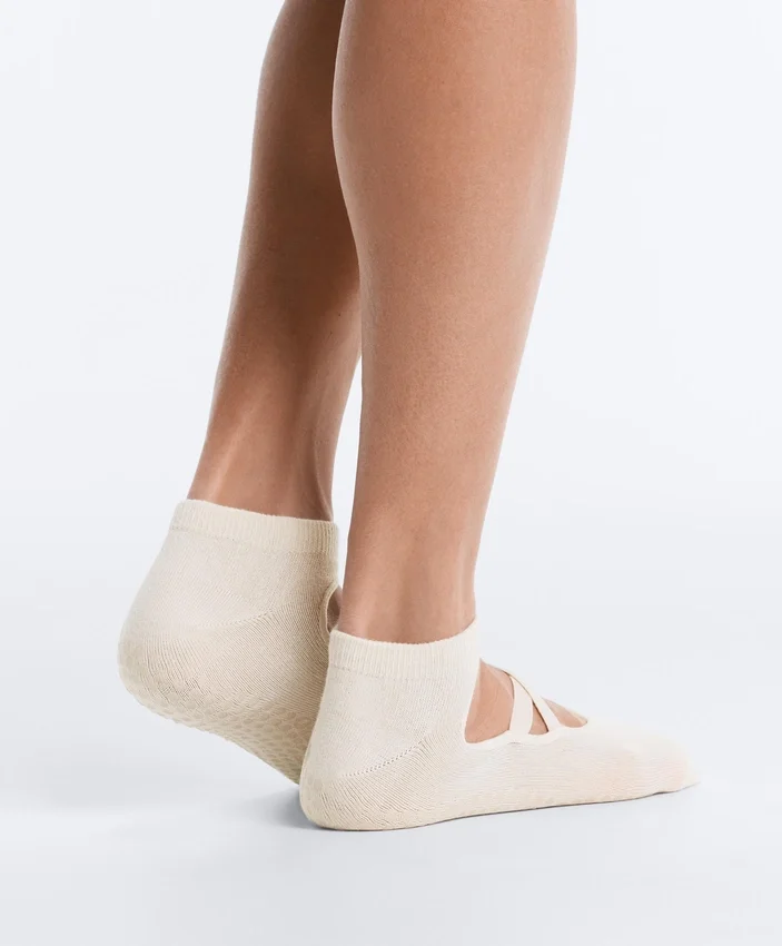 2 Paar Yoga- und Pilates-Socken aus Baumwollmischung mit gekreuzten Bändern 2 Paar Yoga- und Pilates-Socken aus Baumwollmischung mit gekreuzten Bändern