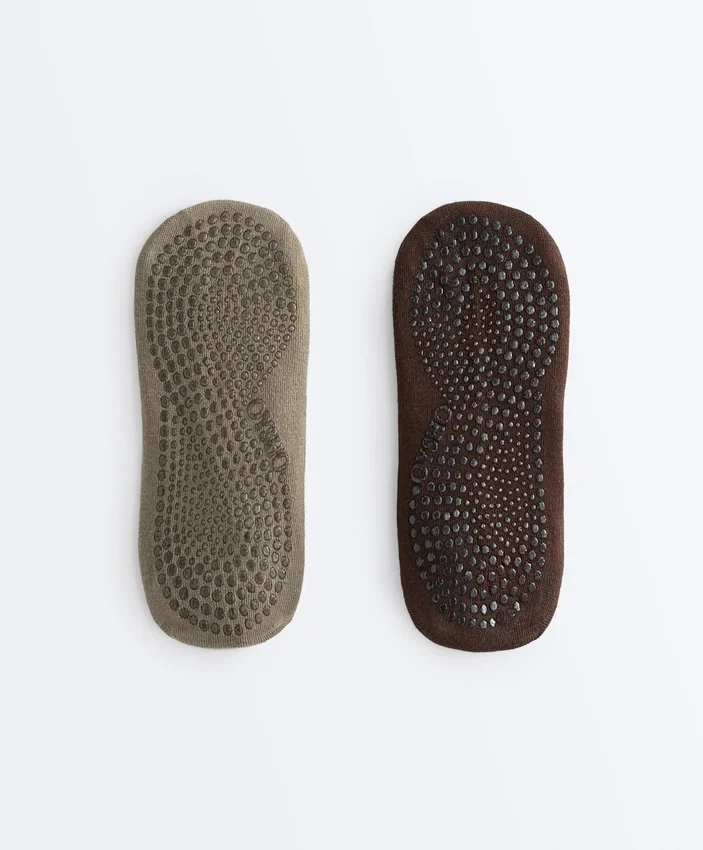 2 Paar Yoga- und Pilates-Socken aus Baumwollmischung mit gekreuzten Bändern 2 Paar Yoga- und Pilates-Socken aus Baumwollmischung mit gekreuzten Bändern