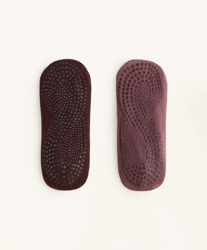 2 Paar Yoga- und Pilates-Socken aus Baumwollmischung mit gekreuzten Bändern 2 Paar Yoga- und Pilates-Socken aus Baumwollmischung mit gekreuzten Bändern