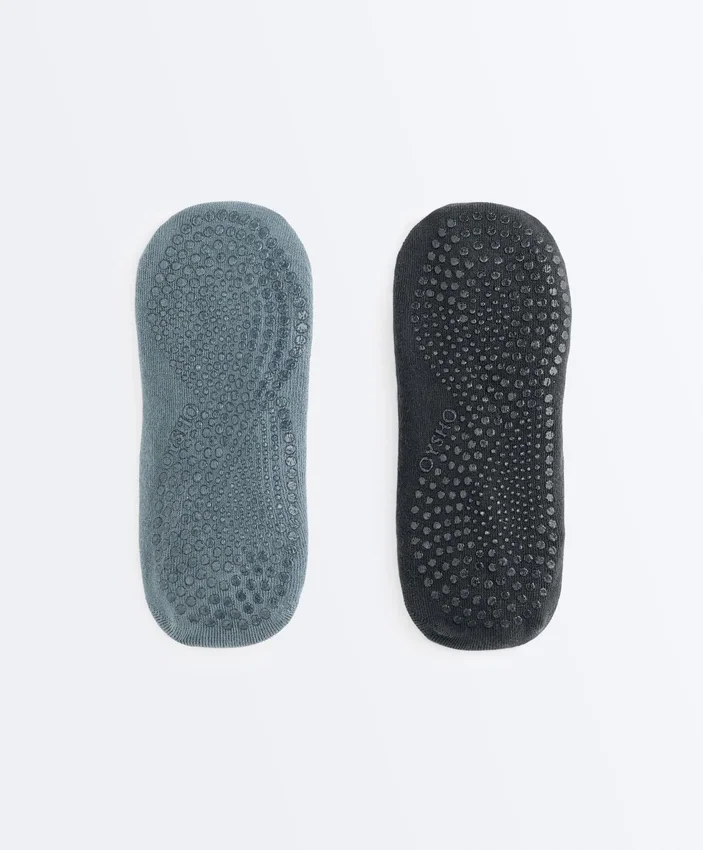 2 Paar Yoga- und Pilates-Socken aus Baumwollmischung mit gekreuzten Bändern 2 Paar Yoga- und Pilates-Socken aus Baumwollmischung mit gekreuzten Bändern