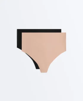 2 unsichtbare Strings aus Polyamidmischung mit mittlerem Halt und hoher Taille