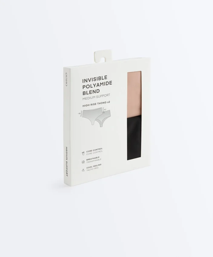 2 unsichtbare Strings aus Polyamidmischung mit mittlerem Halt und hoher Taille 2 unsichtbare Strings aus Polyamidmischung mit mittlerem Halt und hoher Taille