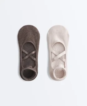 2er-Pack Yoga- und Pilates-Socken aus Baumwollmischung mit gekreuzten Bändern