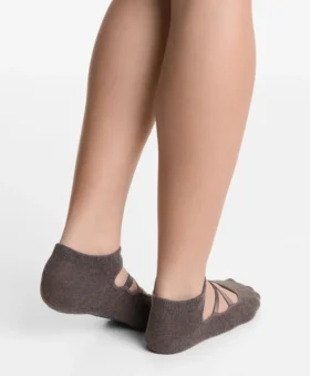 2er-Pack Yoga- und Pilates-Socken aus Baumwollmischung mit gekreuzten Bändern