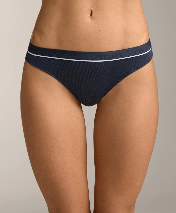 3 brasilianische Slips aus Baumwollmischgewebe mit Rippbündchen 3 brasilianische Slips aus Baumwollmischgewebe mit Rippbündchen