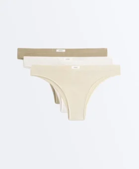 3 Brazilian-Slips aus Baumwollmischung mit Logo-Rippe