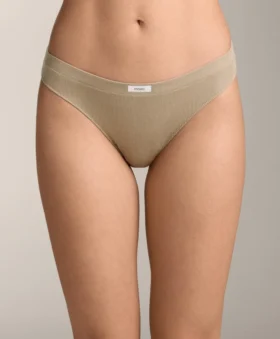 3 Brazilian-Slips aus Baumwollmischung mit Logo-Rippe