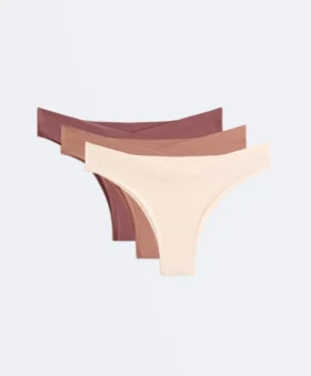 3 Brazilian-Slips mit V-Ausschnitt aus Modal-Mischgewebe