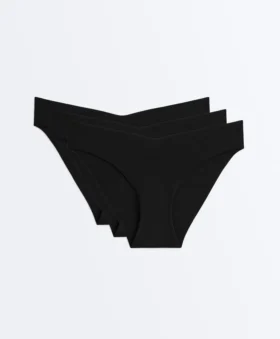3 klassische Bikinislips aus nahtloser Polyamidmischung mit V-Ausschnitt