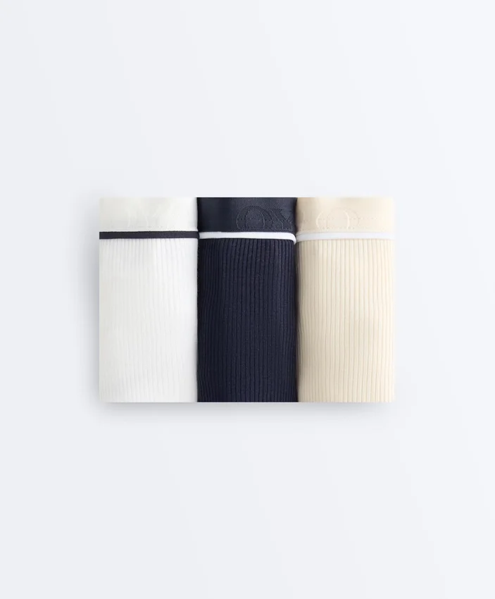 3 klassische Slips aus Baumwollmischung mit Rippmuster 3 klassische Slips aus Baumwollmischung mit Rippmuster