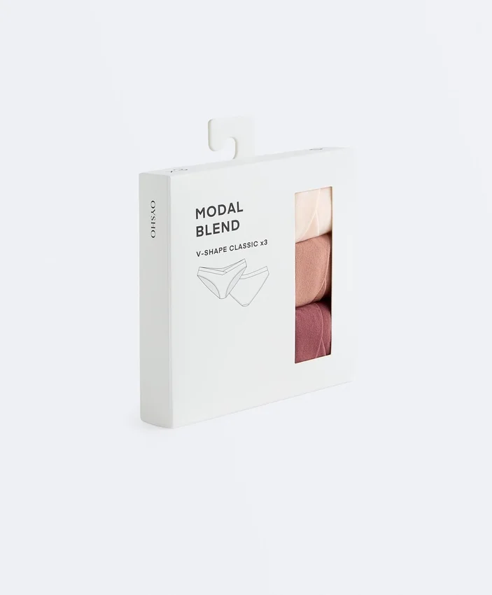 3 klassische Slips aus Modal-Mischung mit V-Ausschnitt 3 klassische Slips aus Modal-Mischung mit V-Ausschnitt