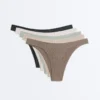 5 Brazilian-Slips aus Baumwollrippstoff mit U-Ausschnitt 5 Brazilian-Slips aus Baumwollrippstoff mit U-Ausschnitt