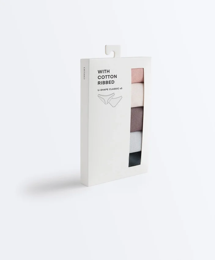 5 klassische Slips aus gerippter Baumwolle mit U-Ausschnitt 5 klassische Slips aus gerippter Baumwolle mit U-Ausschnitt
