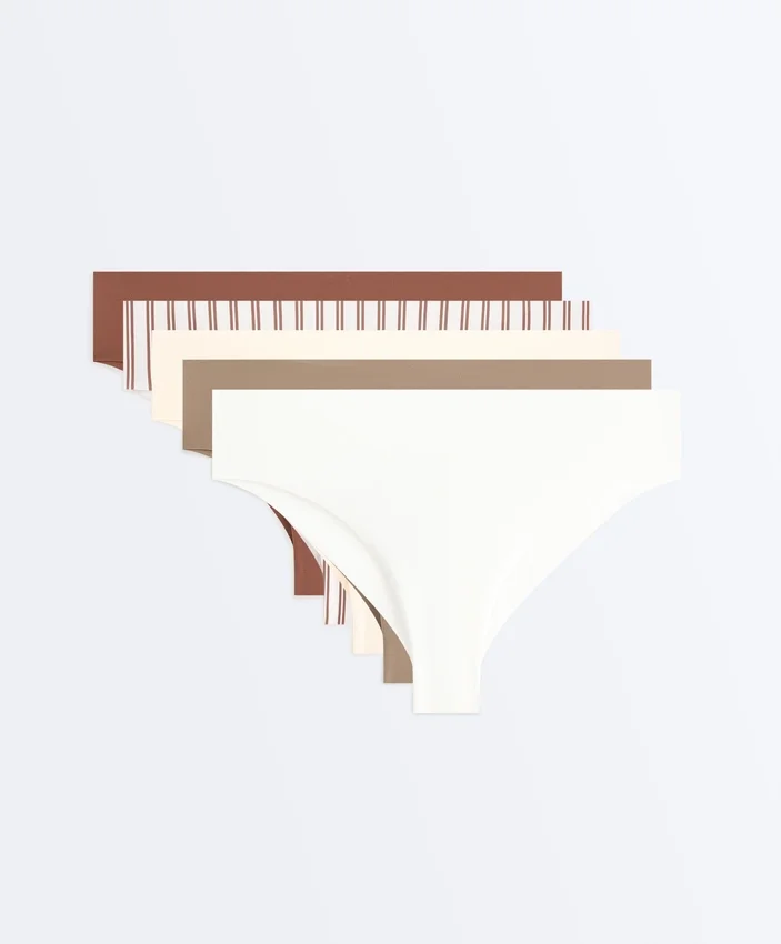 5 unsichtbare, lasergeschnittene Brazilian-Slips aus Polyamid-Mischgewebe 5 unsichtbare, lasergeschnittene Brazilian-Slips aus Polyamid-Mischgewebe