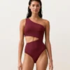 Asymmetrischer Trikinis aus Jacquard mit Mini-Karomuster Asymmetrischer Trikinis aus Jacquard mit Mini-Karomuster