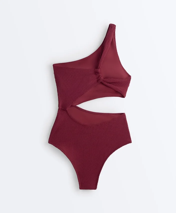 Asymmetrischer Trikinis aus Jacquard mit Mini-Karomuster Asymmetrischer Trikinis aus Jacquard mit Mini-Karomuster