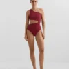 Asymmetrischer Trikinis aus Jacquard mit Mini-Karomuster Asymmetrischer Trikinis aus Jacquard mit Mini-Karomuster