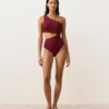 Asymmetrischer Trikinis aus Jacquard mit Mini-Karomuster Asymmetrischer Trikinis aus Jacquard mit Mini-Karomuster