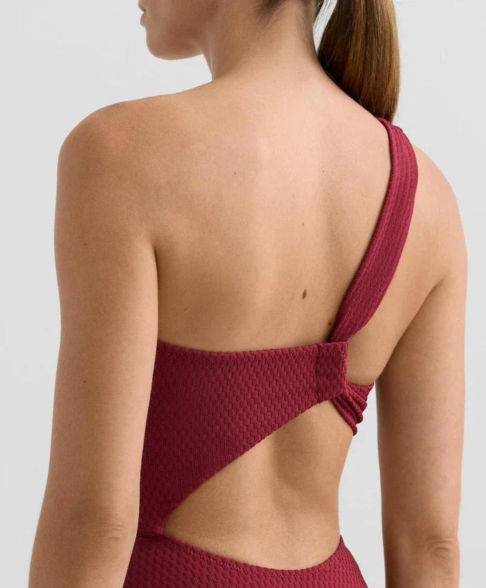 Asymmetrischer Trikinis aus Jacquard mit Mini-Karomuster Asymmetrischer Trikinis aus Jacquard mit Mini-Karomuster