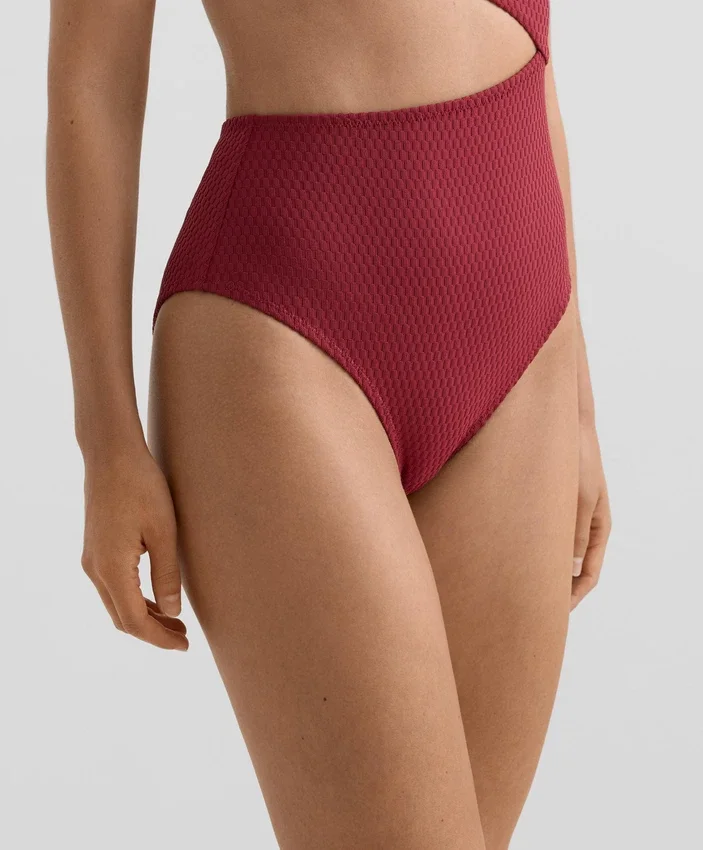 Asymmetrischer Trikinis aus Jacquard mit Mini-Karomuster Asymmetrischer Trikinis aus Jacquard mit Mini-Karomuster
