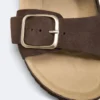 Badesandalen aus Spaltleder mit Schnalle Badesandalen aus Spaltleder mit Schnalle