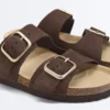 Badesandalen aus Spaltleder mit Schnalle Badesandalen aus Spaltleder mit Schnalle