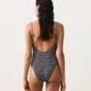 Bandeau-Badeanzug aus Gingham-Smokstoff Bandeau-Badeanzug aus Gingham-Smokstoff