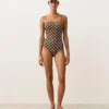 Bandeau-Badeanzug aus Piqué mit Polka-Dots Bandeau-Badeanzug aus Piqué mit Polka-Dots