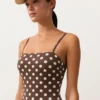 Bandeau-Badeanzug aus Piqué mit Polka-Dots Bandeau-Badeanzug aus Piqué mit Polka-Dots